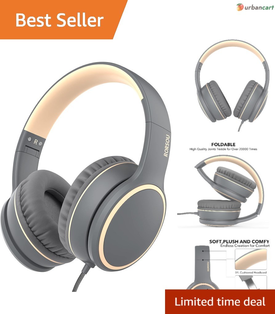 R10 Over-Ear Stereo Headphones with Microphone – Lightweight, Foldable & Wide…