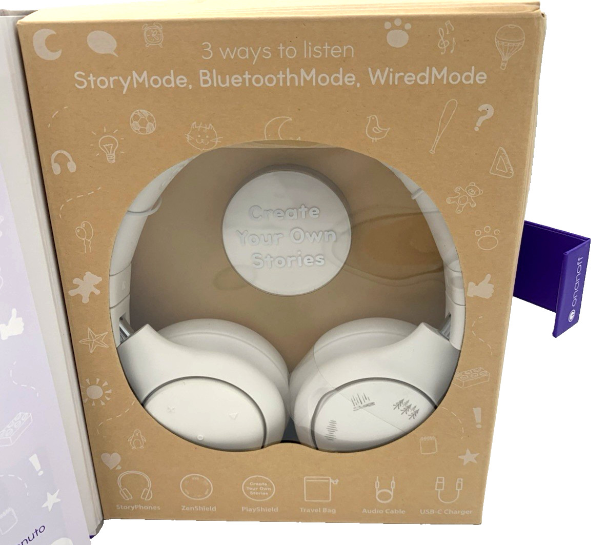 StoryPhones Kid’s Storytelling Headphones W/Bluetooth Wireless White New In Box