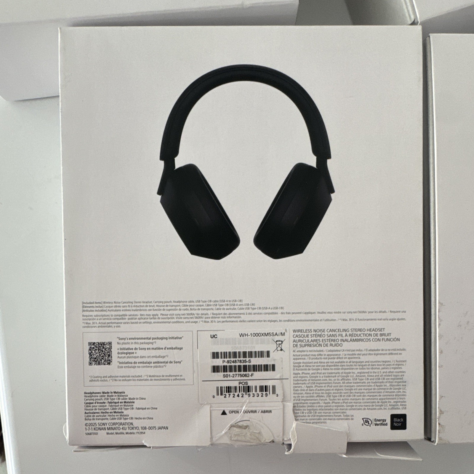 Sony WH-1000XM5SA Wireless Noise Canceling Headphones Black w/ Case Cables
