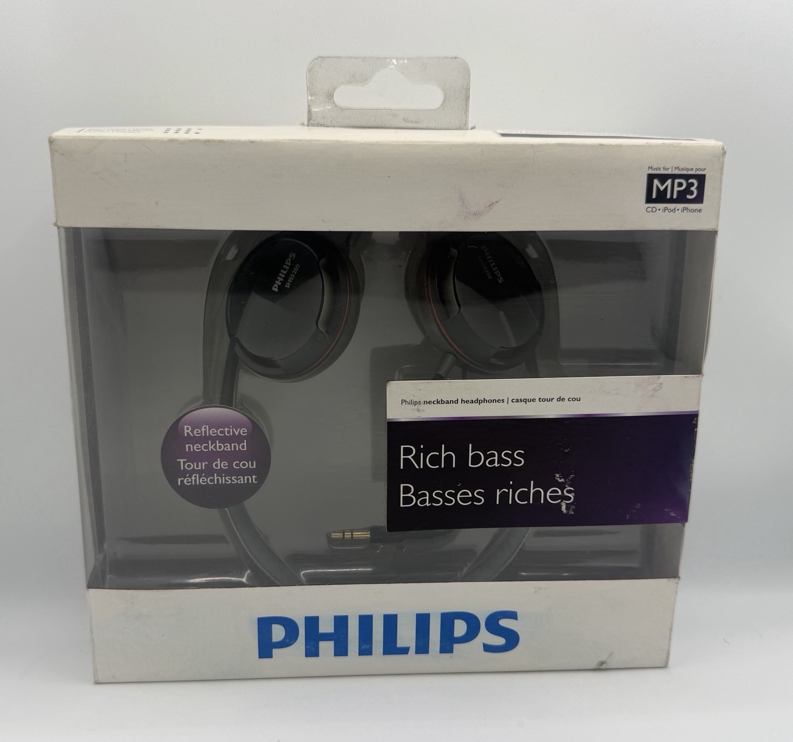Philips SHS5200 Rich Bass Neckband Headphones Wired 3.5mm New Sealed