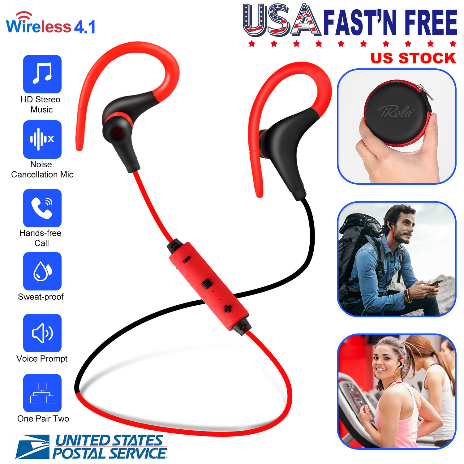 4.5 Hrs Wireless Running Headphones Sweatproof Sports Earphones Universal