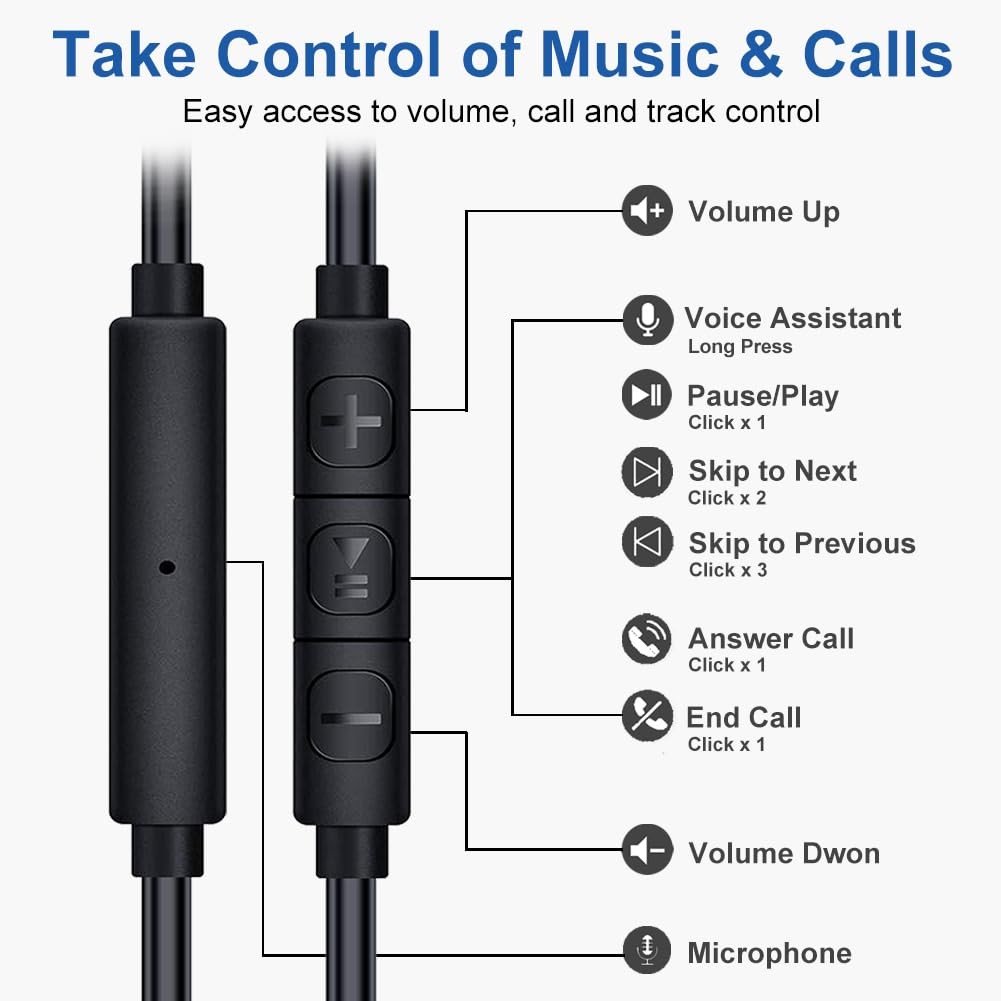 Wired Open Ear Headphones Microphone Volume Control Wrap Around Ear Hook