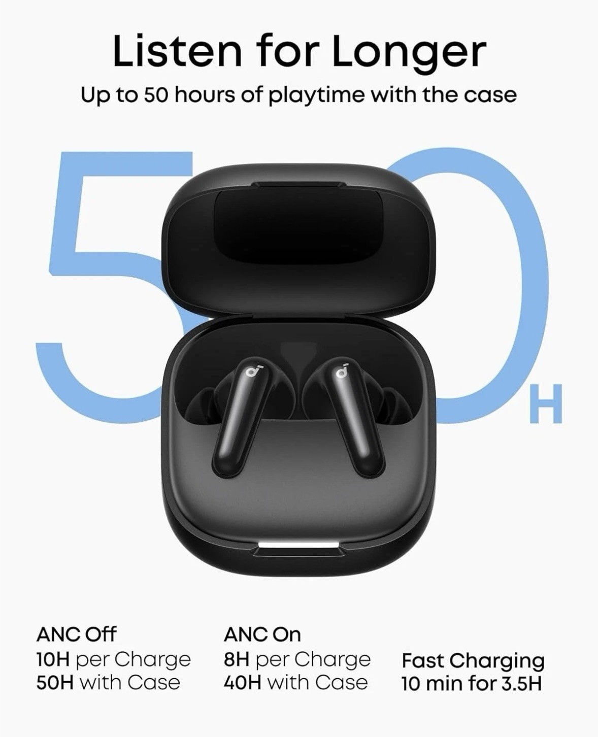 soundcore Wireless Earbuds Black ANC Hi-Res Audio AI Translation Bluetooth
