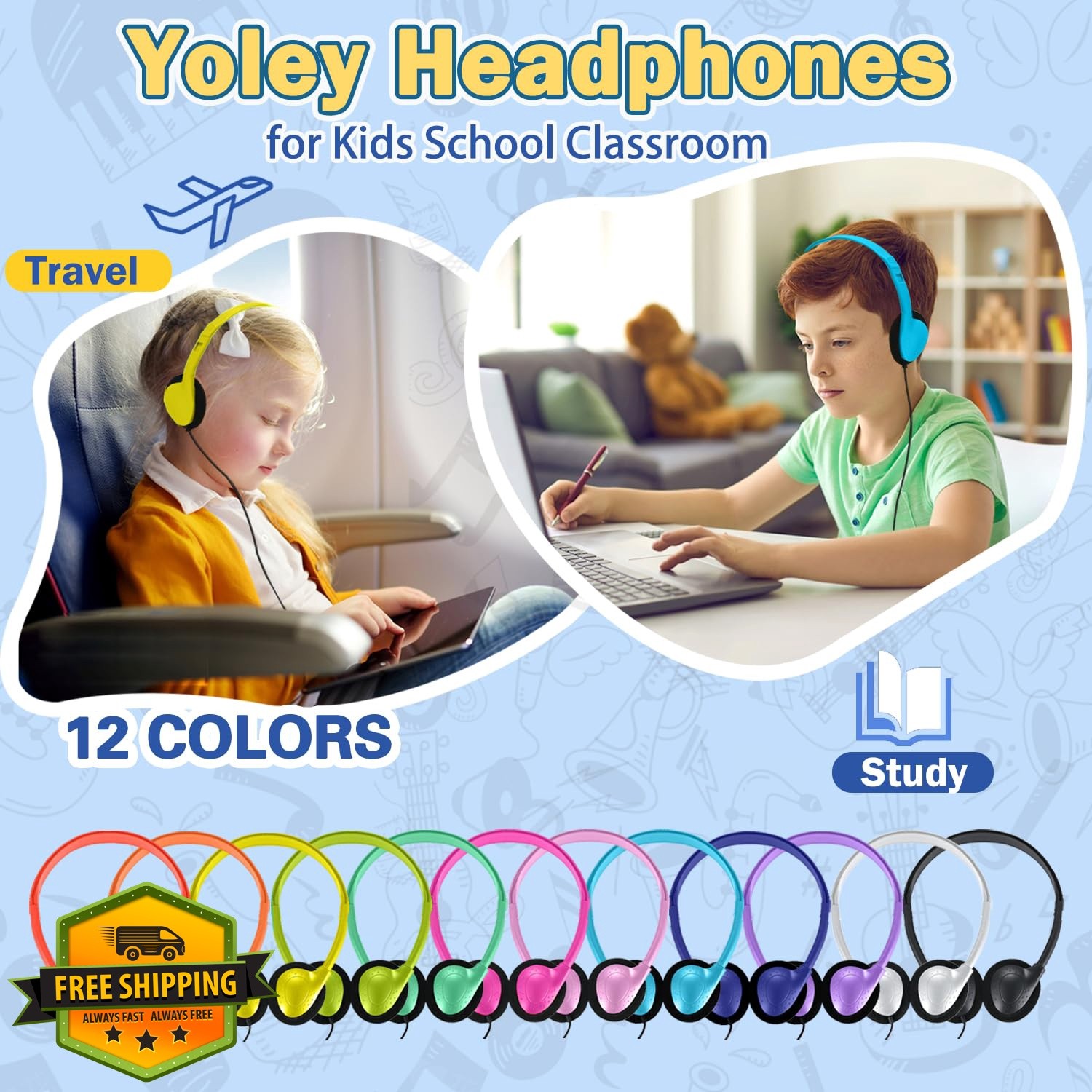 Yoley Headphones 100 Pack 12 Colors