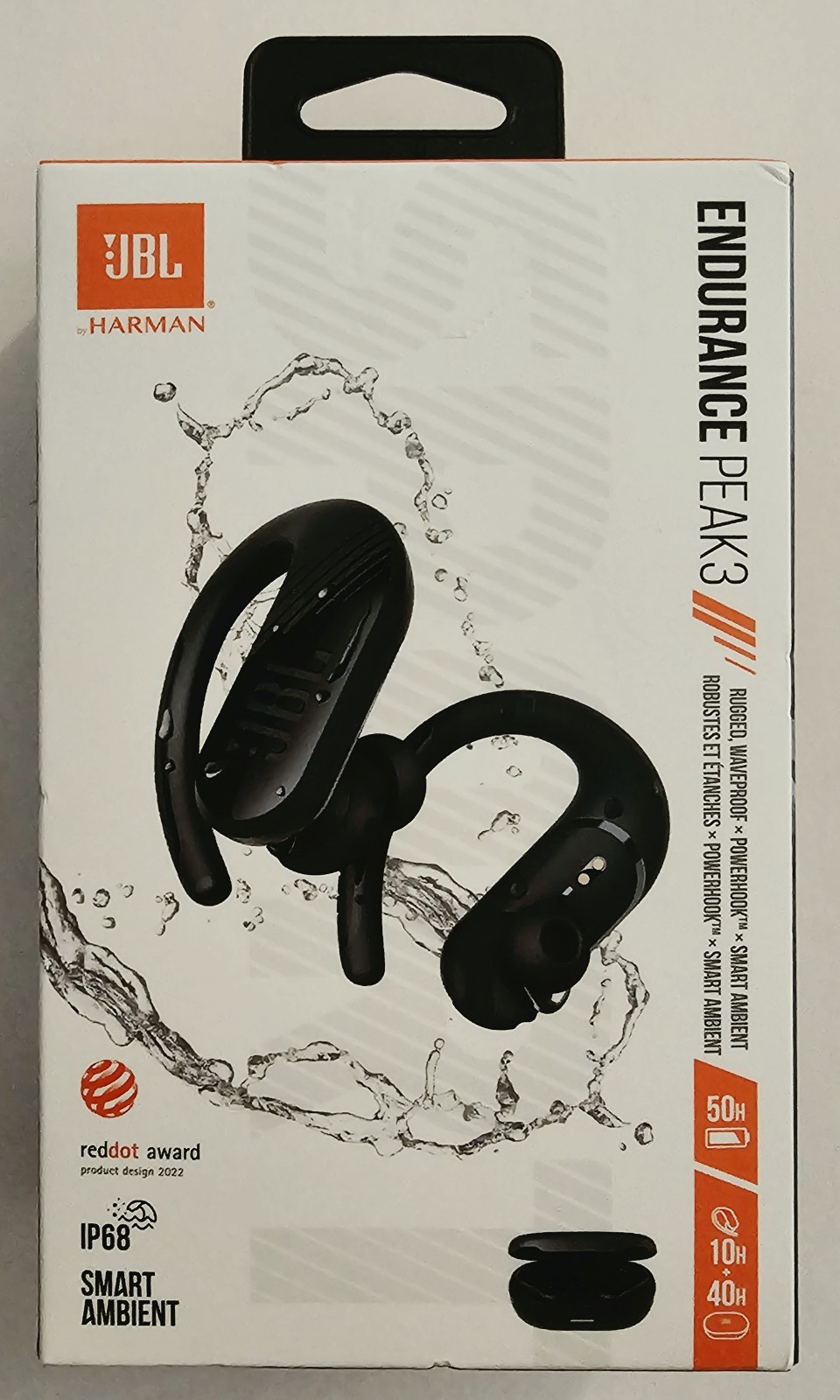 JBL ENDURANCE PEAK 3 WATERPROOF IN-EAR WIRELESS HEADPHONES BLACK FAST SHIPPING