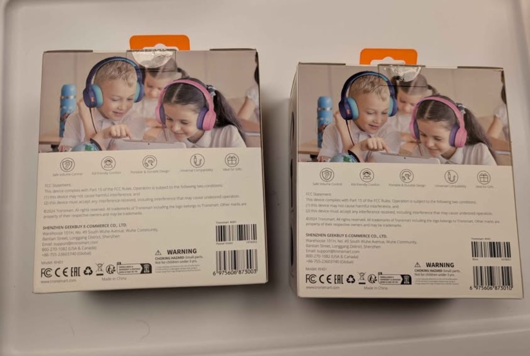 Tronsmart KH01 Kids Headphones – 2‑Pack (Blue + Pink)