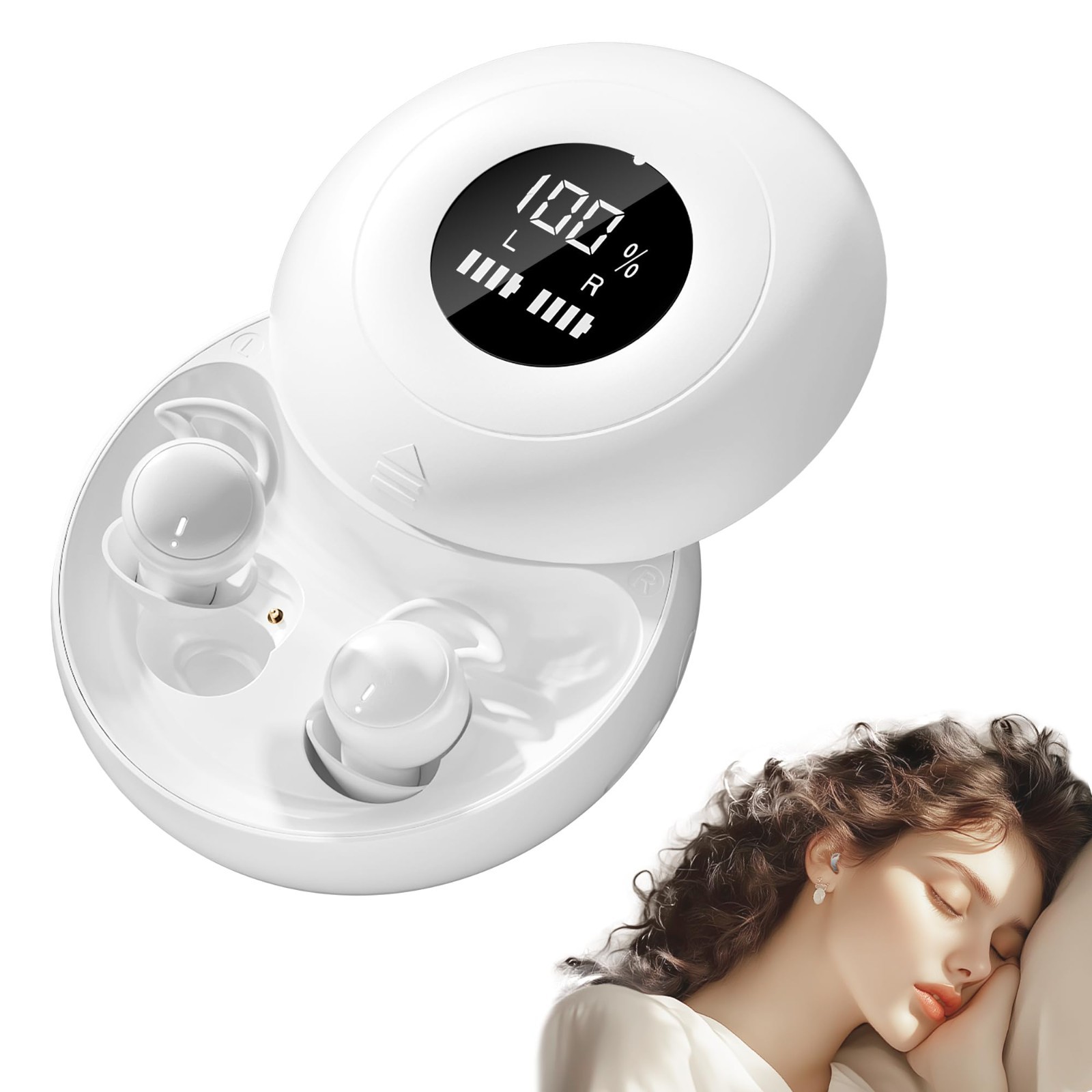 Mini Bluetooth Sleep Earbuds, Noise Blocking Silicone Headphones for Side Sleepe