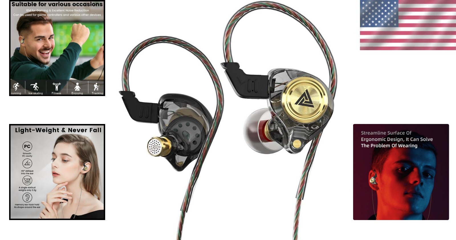AK3FILE Wired Gaming Earbuds: Deep Bass, 10mm Dynamic Drivers & Noise Cancelling