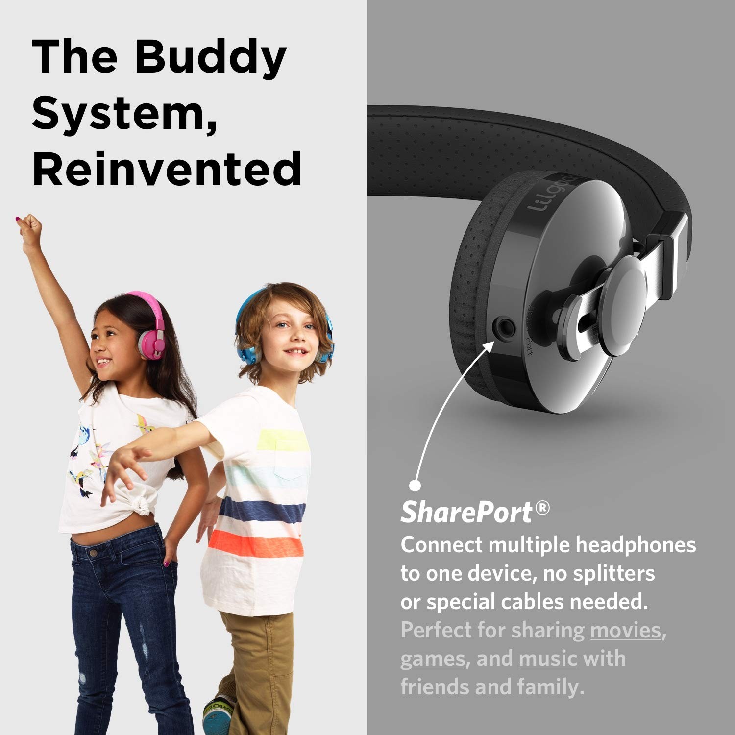 LilGadgets Untangled Pro On-Ear Kids Headphones – Black, 4 Years +, Black
