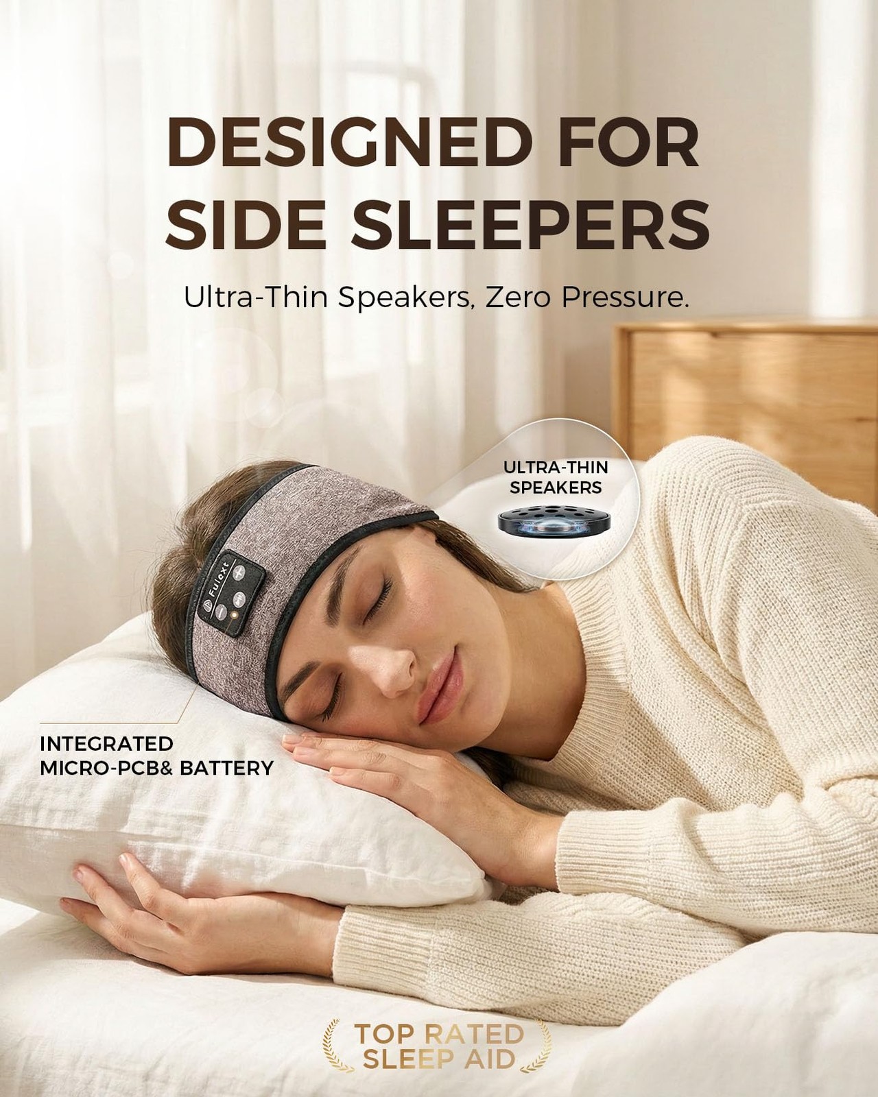 Bluetooth 5.4 Sleep Headphones Headband Wireless UltraThin HD Stereo Speaker