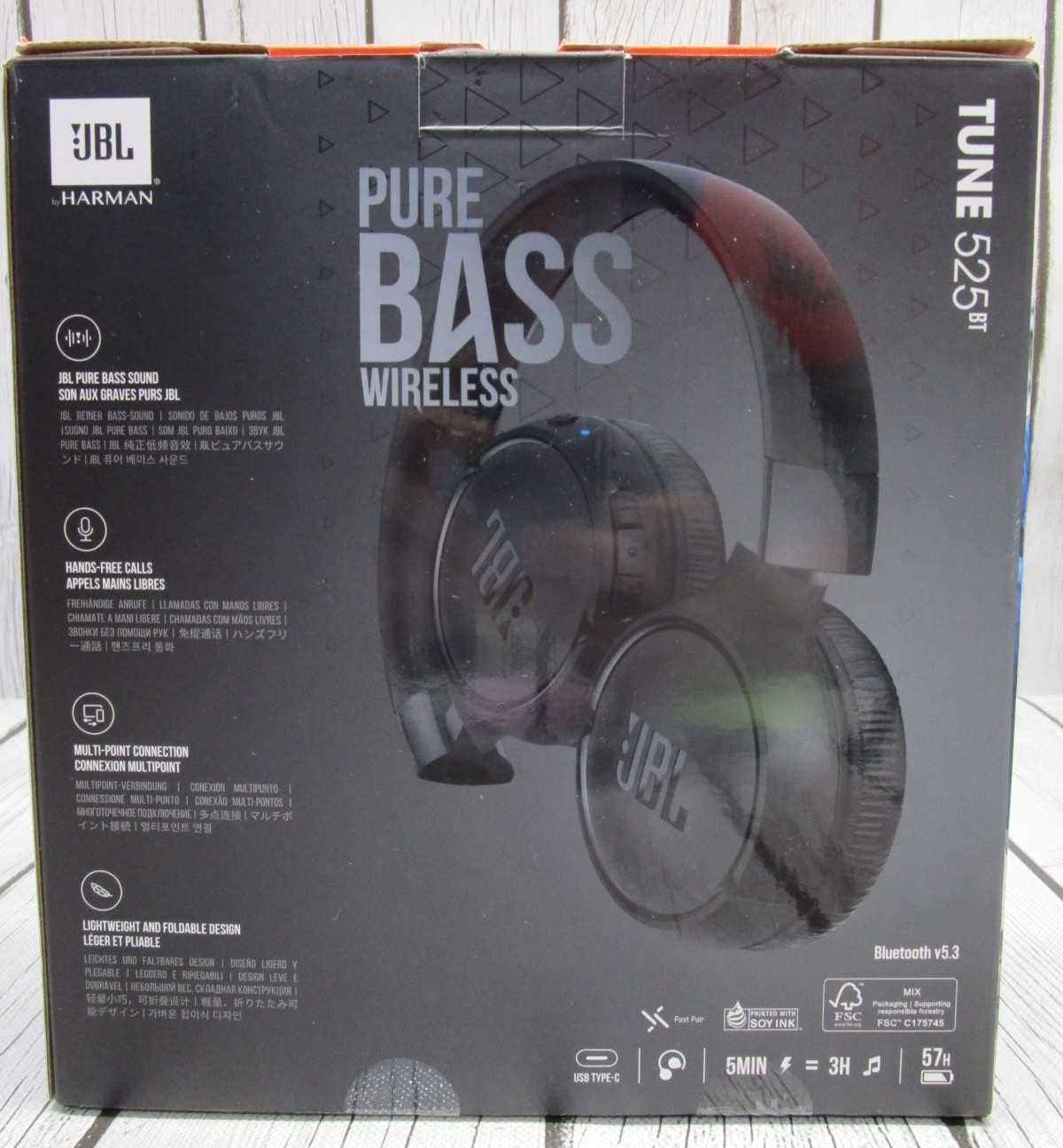 NEW JBL Tune 525BT Wireless Bluetooth On Ear Stereo Headphones Black Extra Bass