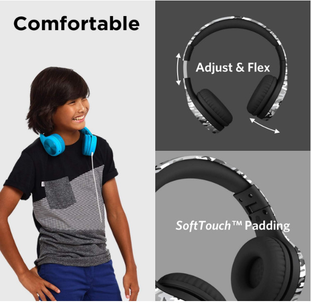 Connect+ Pro LilGadgets Over-Ear Kids Headphone Microphone Snow Camo LGCR-O7