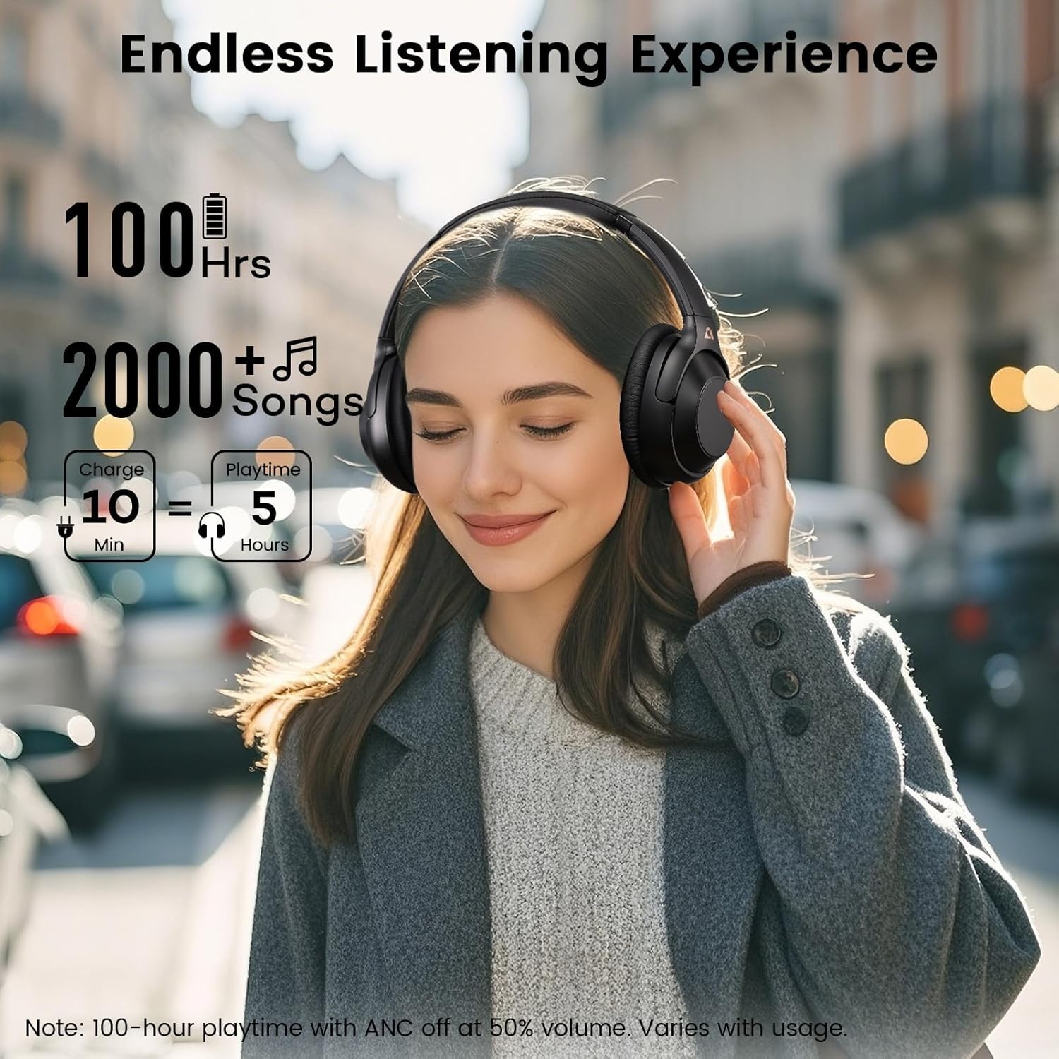 RIIBOX Y7PRO HYBRID ACTIVE NOISE CANCELLING HEADPHONES LDAC HI-RES AUDIO 100H
