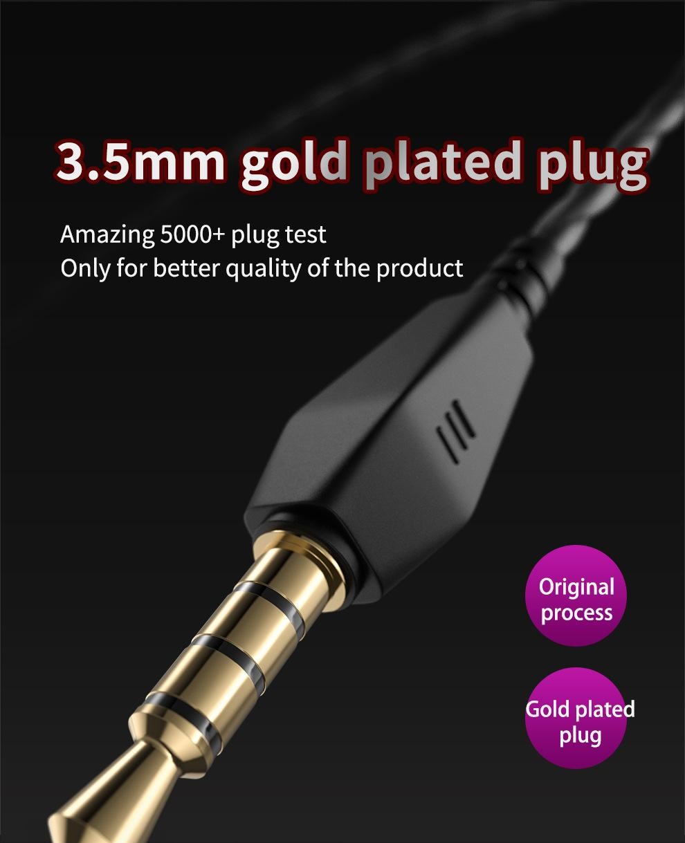 QKZ AK6 3.5mm Wired Earphones – HiFi Sound, Gaming Headset,B