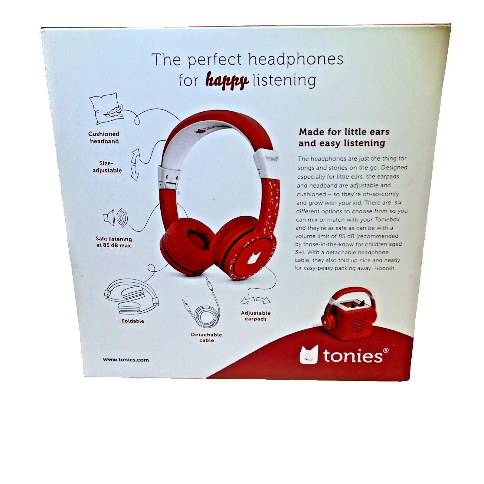 Open Box Tonies Headphones For Ages 3+ Adjustable Safe Listening At Max 85dB