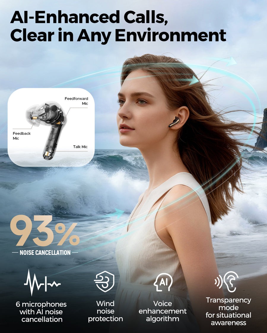 SoundPEATS Air5 Pro Plus Wireless Earbuds ANC Hi-Res Audio XMEMS aptX Lossless