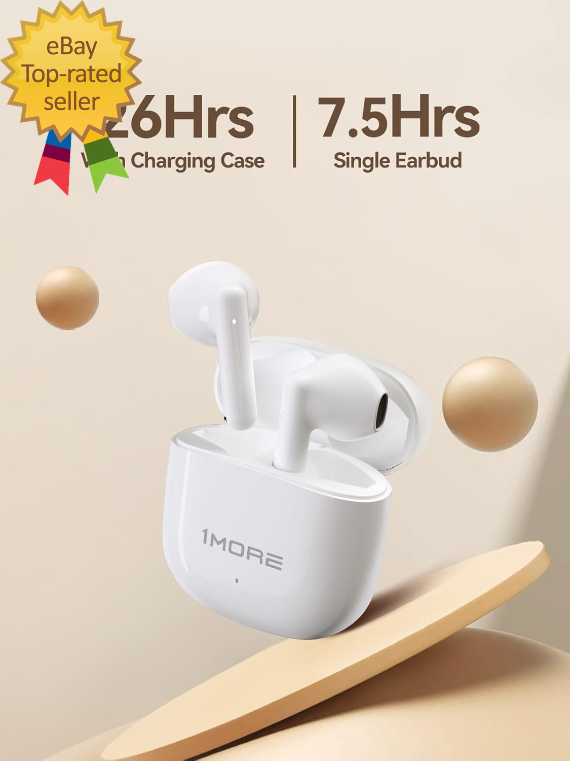 Q10 Wireless Earbuds (White) 32 Ohms 5.28 x 2.99 x 1.14 inches