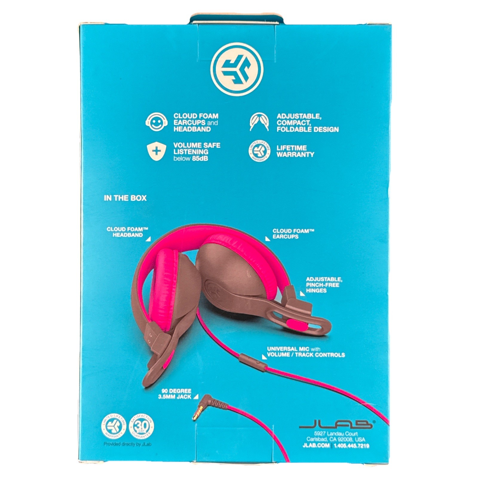 JLab JBuddies Studio 2 Kids Wired Headphones Gray Pink 3.5mm 85dB New