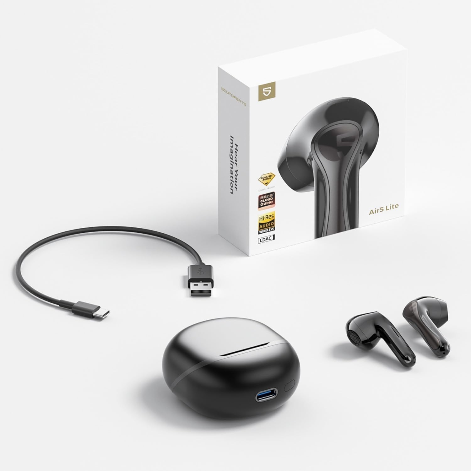 ? SOUNDPEATS Air5 Lite Earbuds Hi‑Res LDAC BT5.4 ENC 30H – Black