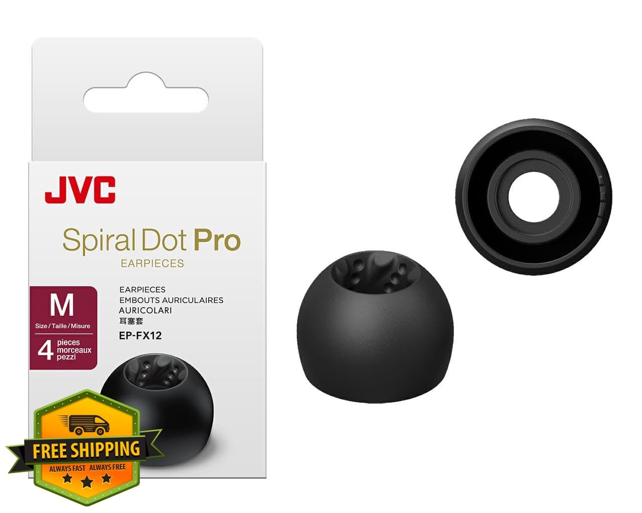 JVC EPFX12 Spiral Dot Pro Earpieces 2 Set Medium 12mm Ear Tips
