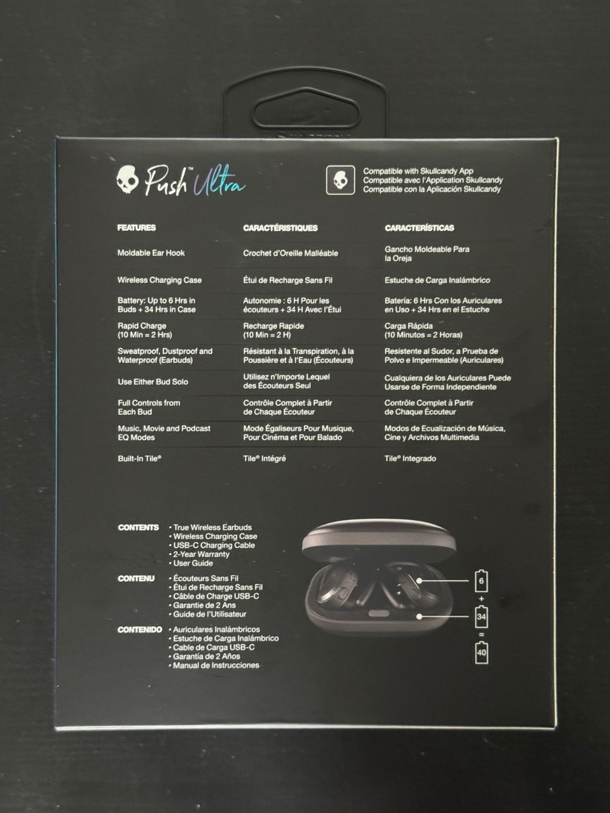 Skullcandy Push Ultra True Wireless In-Ear Earbud – True Black