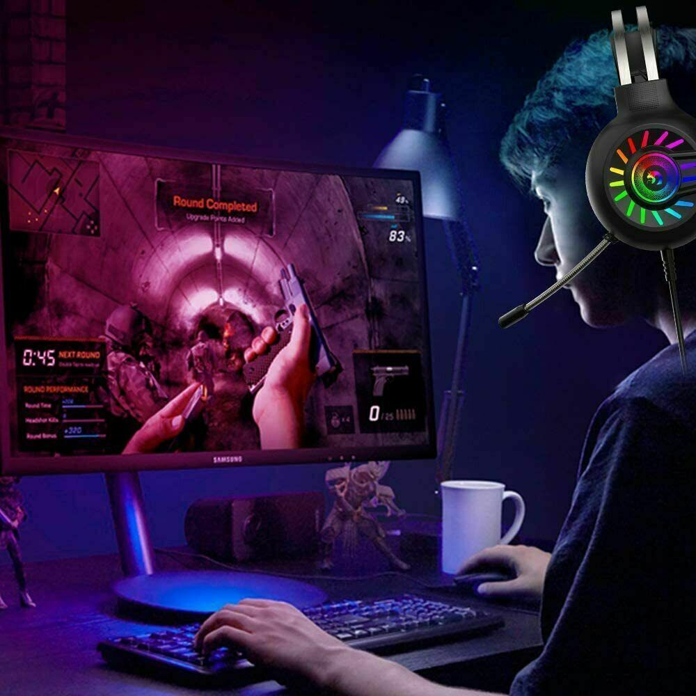 Gaming headset with stereo bass surround with mic for PS4 and Xbox