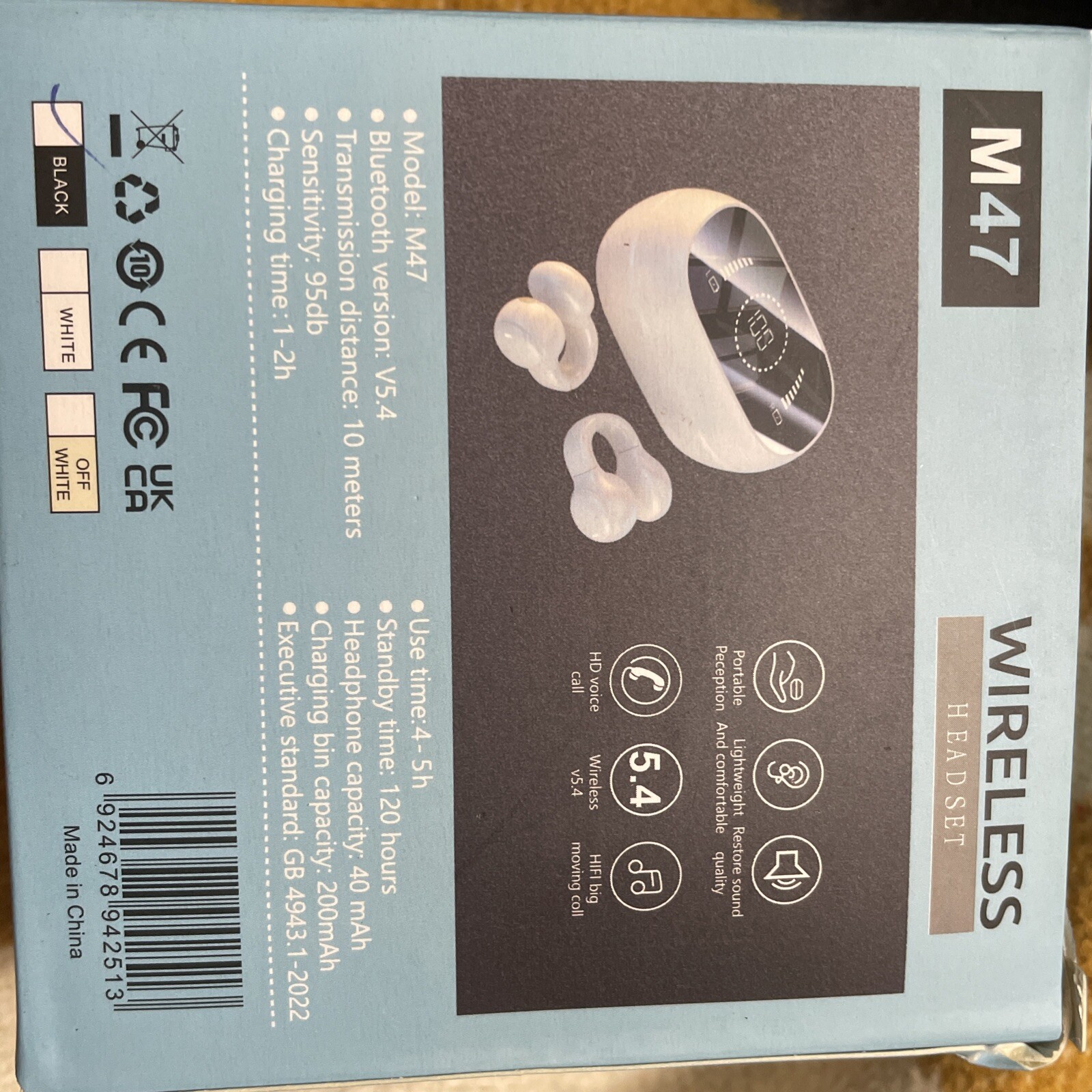 M47 Wireless Earbuds Ear Clips Bluetooth Sport Buds With Charging Case