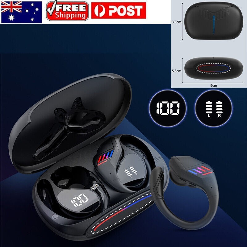 R400 TWS Bluetooth 5.3 Wireless Earphones Headset EarHooks Earbuds with Mic USA