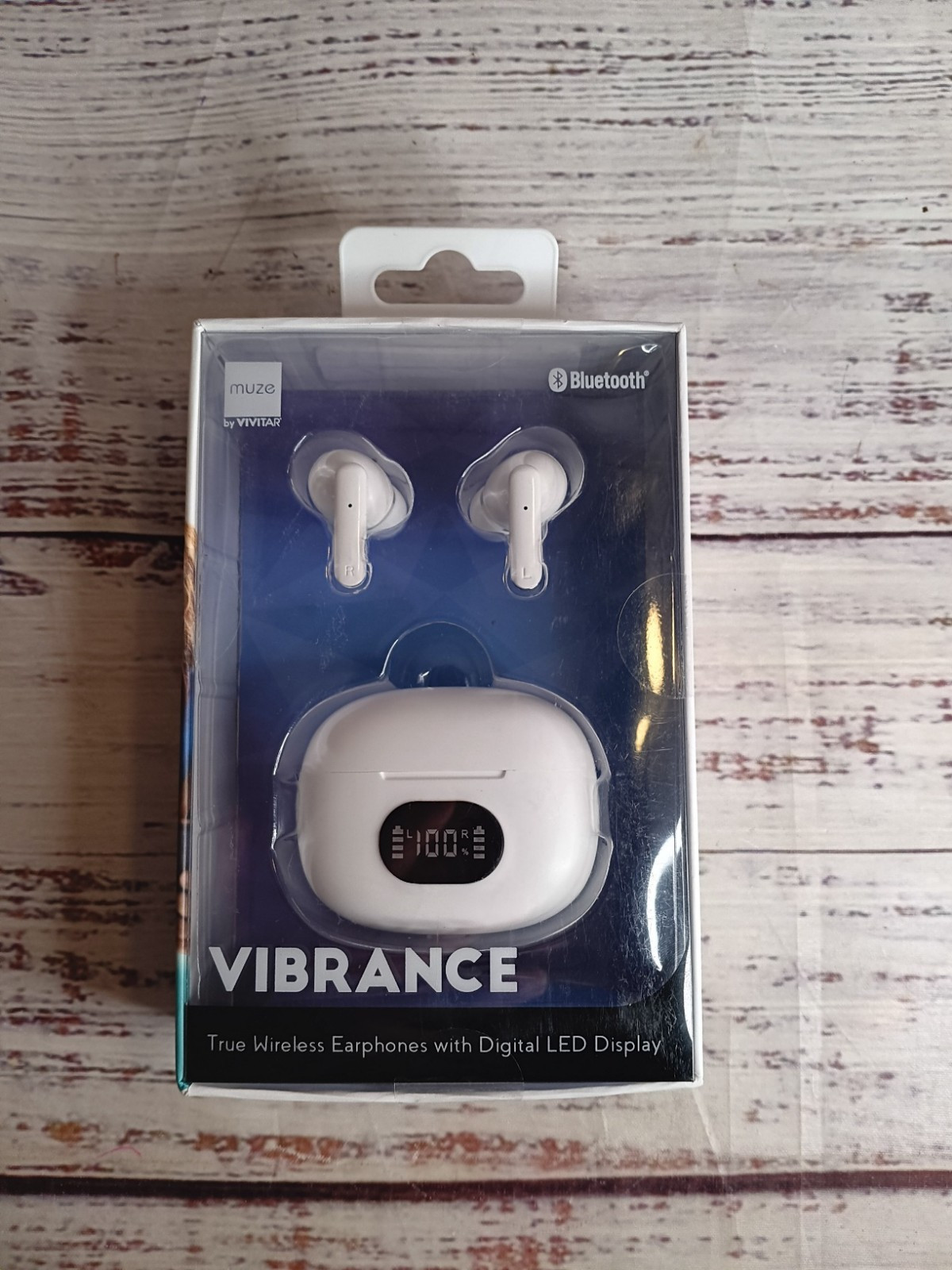 Muze Vivitar Bluetooth VIBRANCE True Wireless Earbuds Digital LED display White