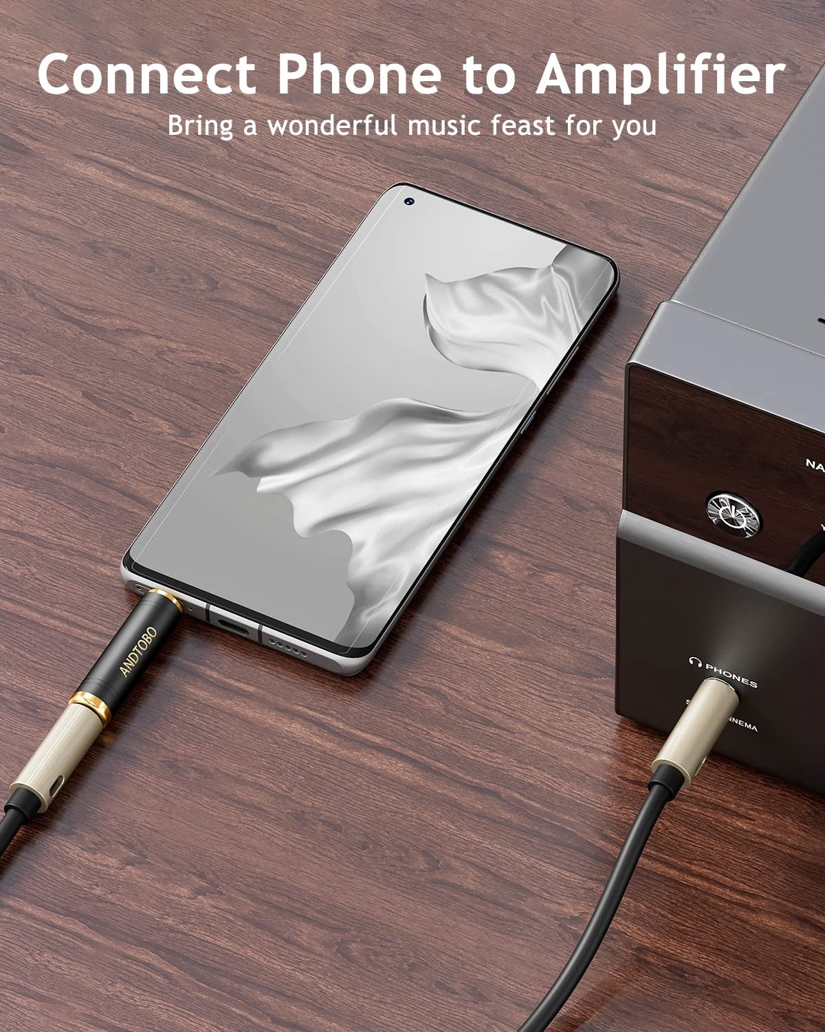 ANDTOBO 1/4” to 3.5 mm Stereo Pure Copper Headphone Adapter, 3.5 mm(1/8”) Plug