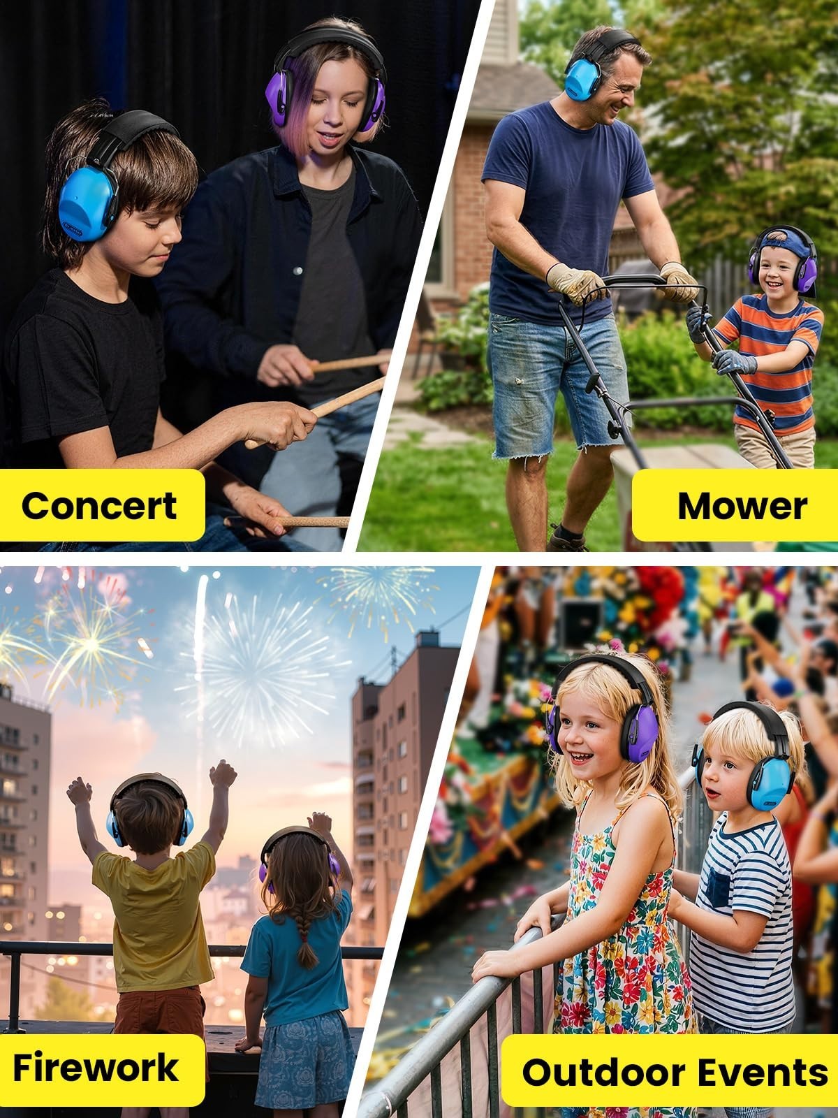 Noise Cancelling Headphones 2 Pack – Adjustable Ear Muffs for Kids & Adults, SNR