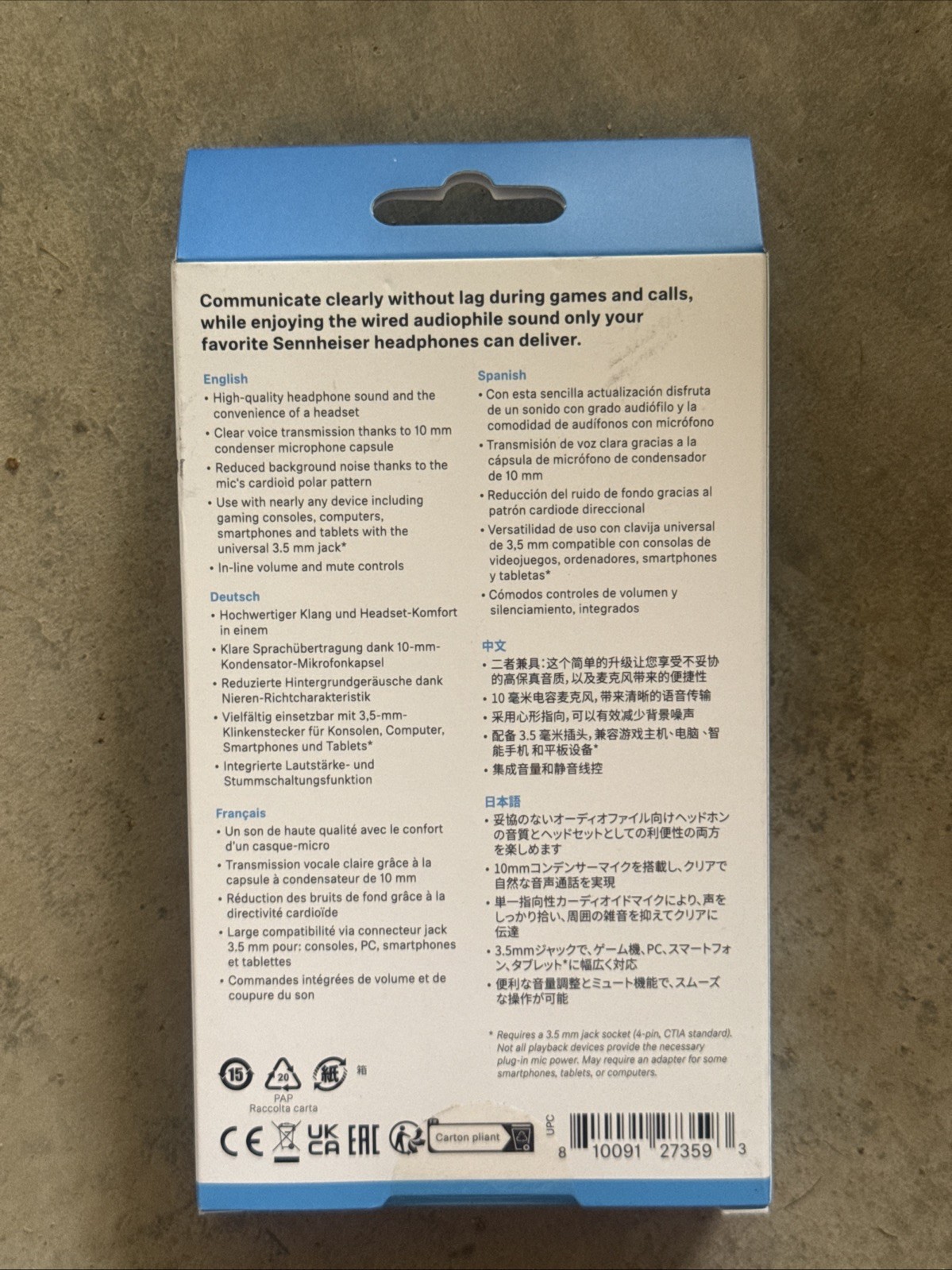 Sennheiser HD 500 BAM Boom Microphone 3.5mm Mute Volume Gaming