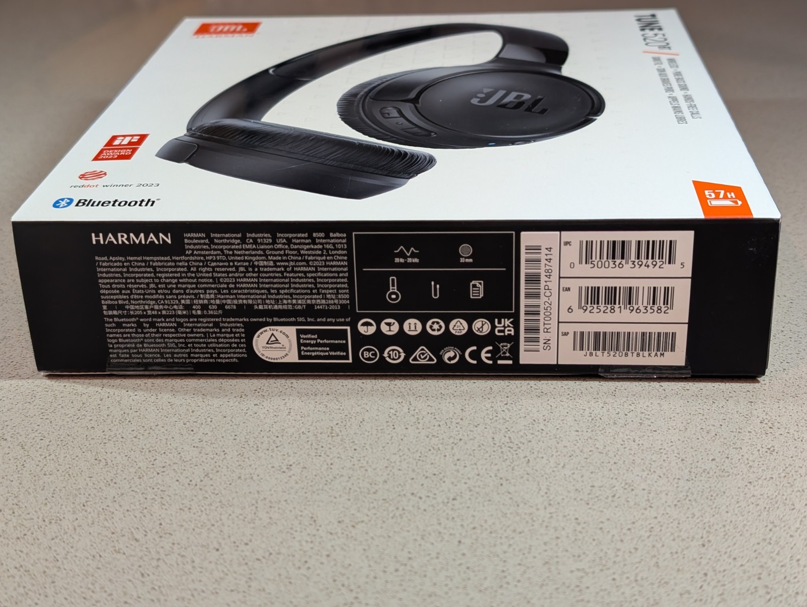JBL Tune 520BT Wireless On-Ear Headphones Black New Sealed Bluetooth 5.3