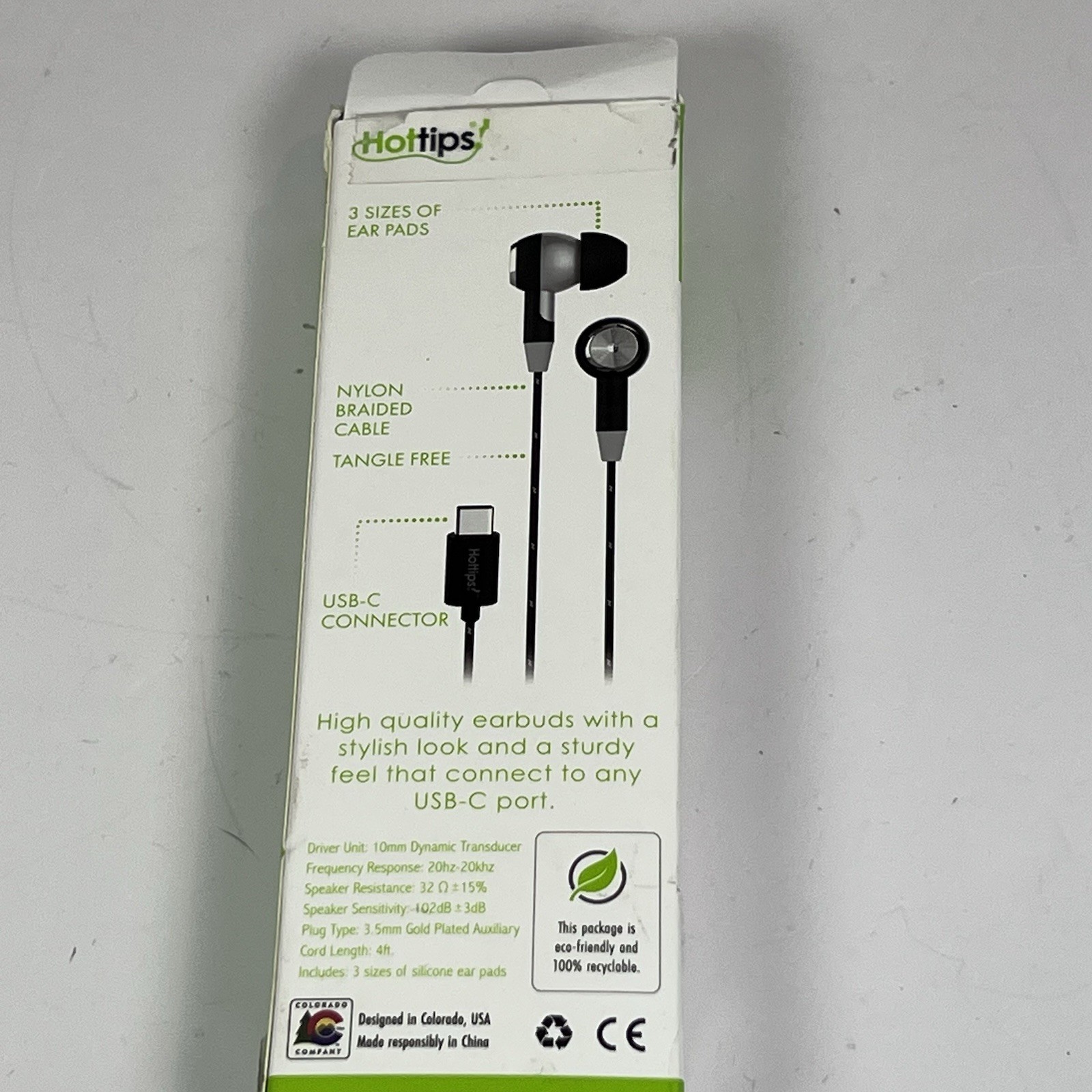 OPEN BOX Hottips Sound & Style Stereo Earbuds with Tangle Free Flat Cable