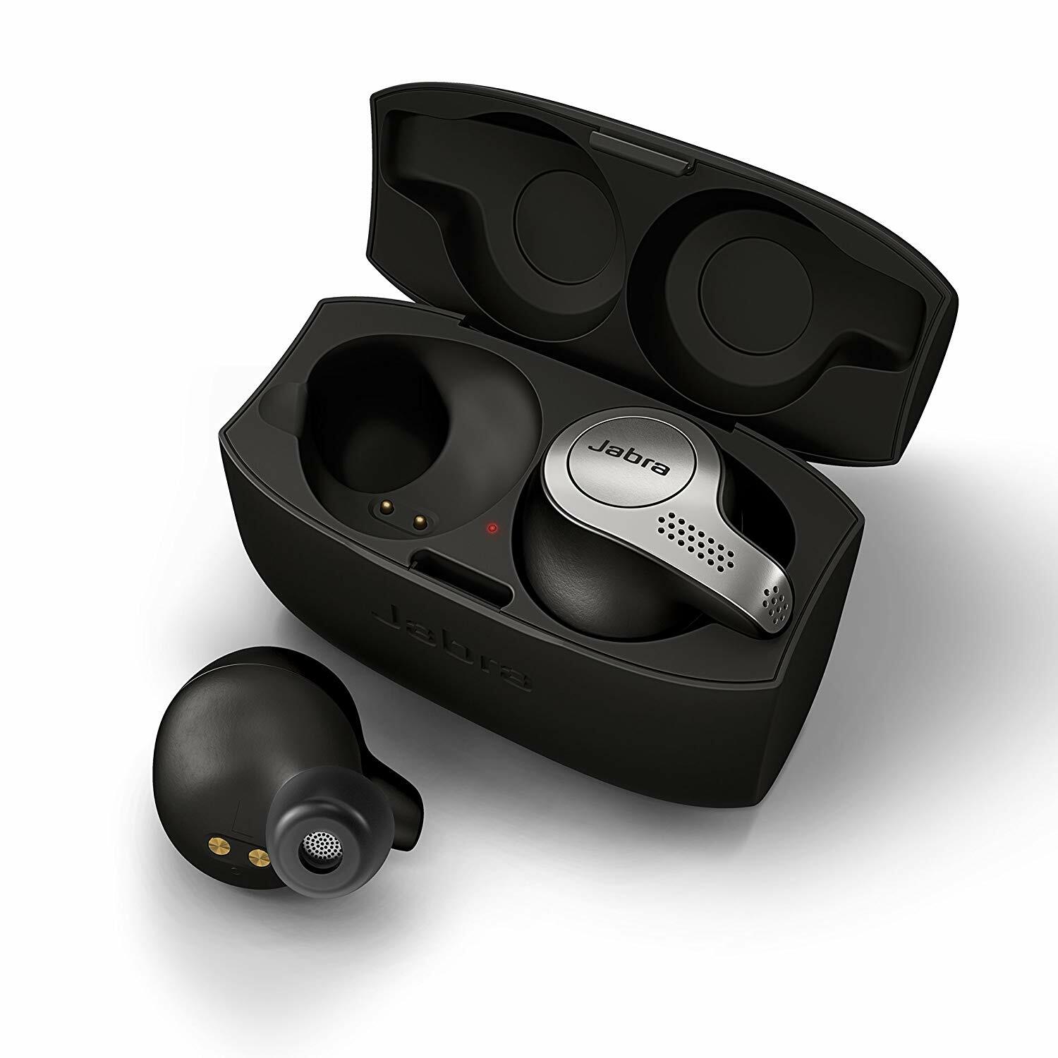 Jabra Elite 65t Wireless Earbud Headphones, Titanium Black + Charge Case