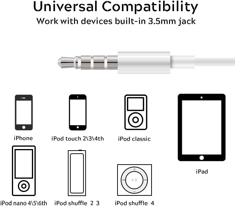 3.5Mm Earphone Earbuds Headphones with Remote for Shuffle 2 3 4 5 6, Touch 2G 3G