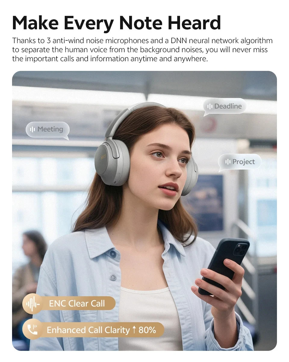 QCY H3S ANC Bluetooth 6.0 Headphones Hi-Res LDAC 102H Wireless Headset