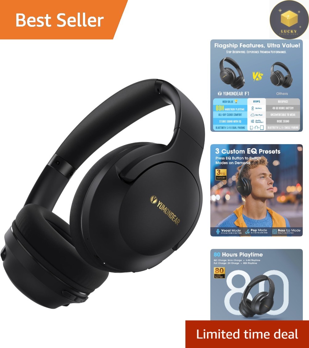 80-Hour Length Bluetooth Headphones for Travel: Noise Cancellation & Comfort Fit