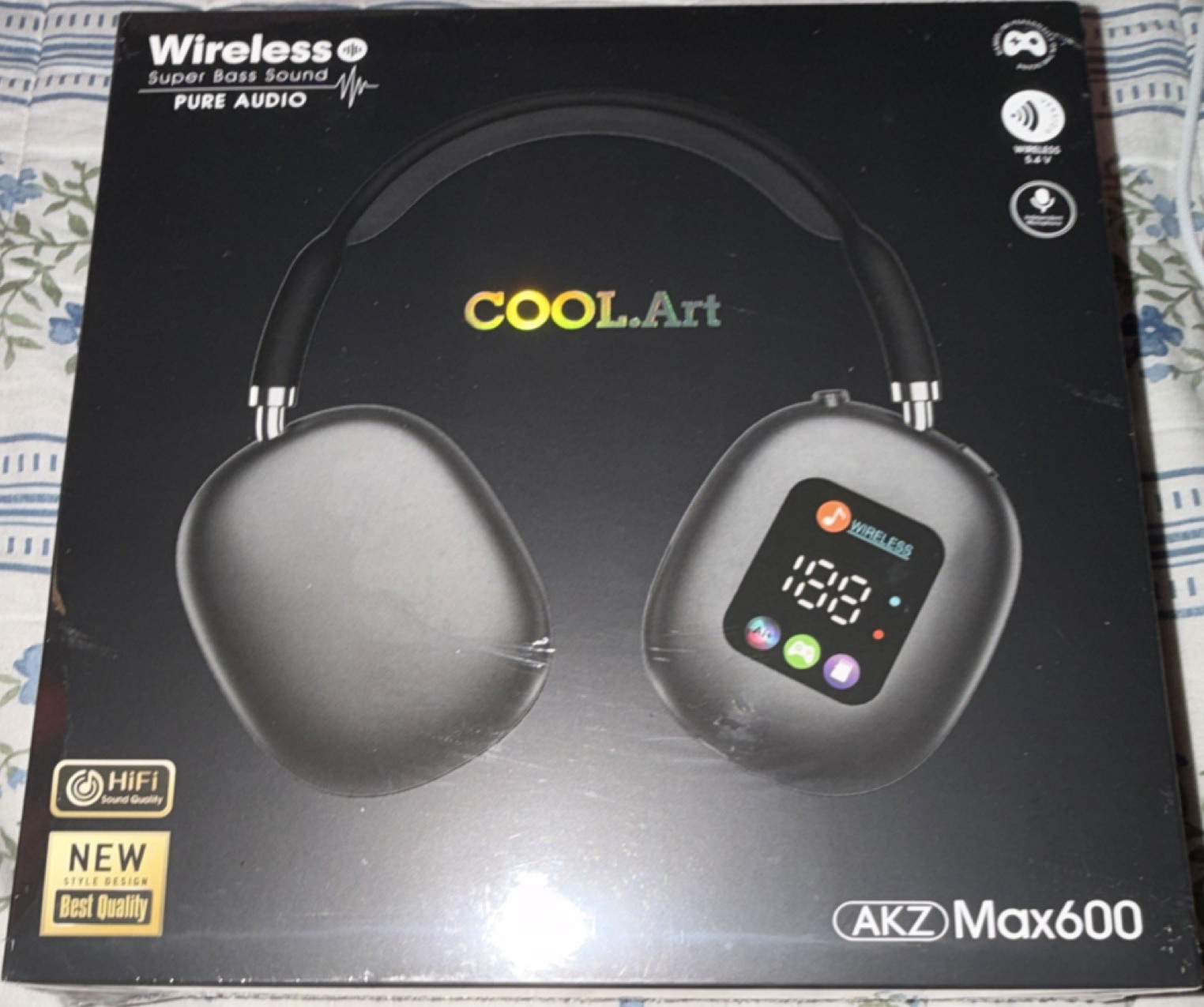 COOL.Art AKZ Max600 Bluetooth Wireless Headphones Black Skin Friendly