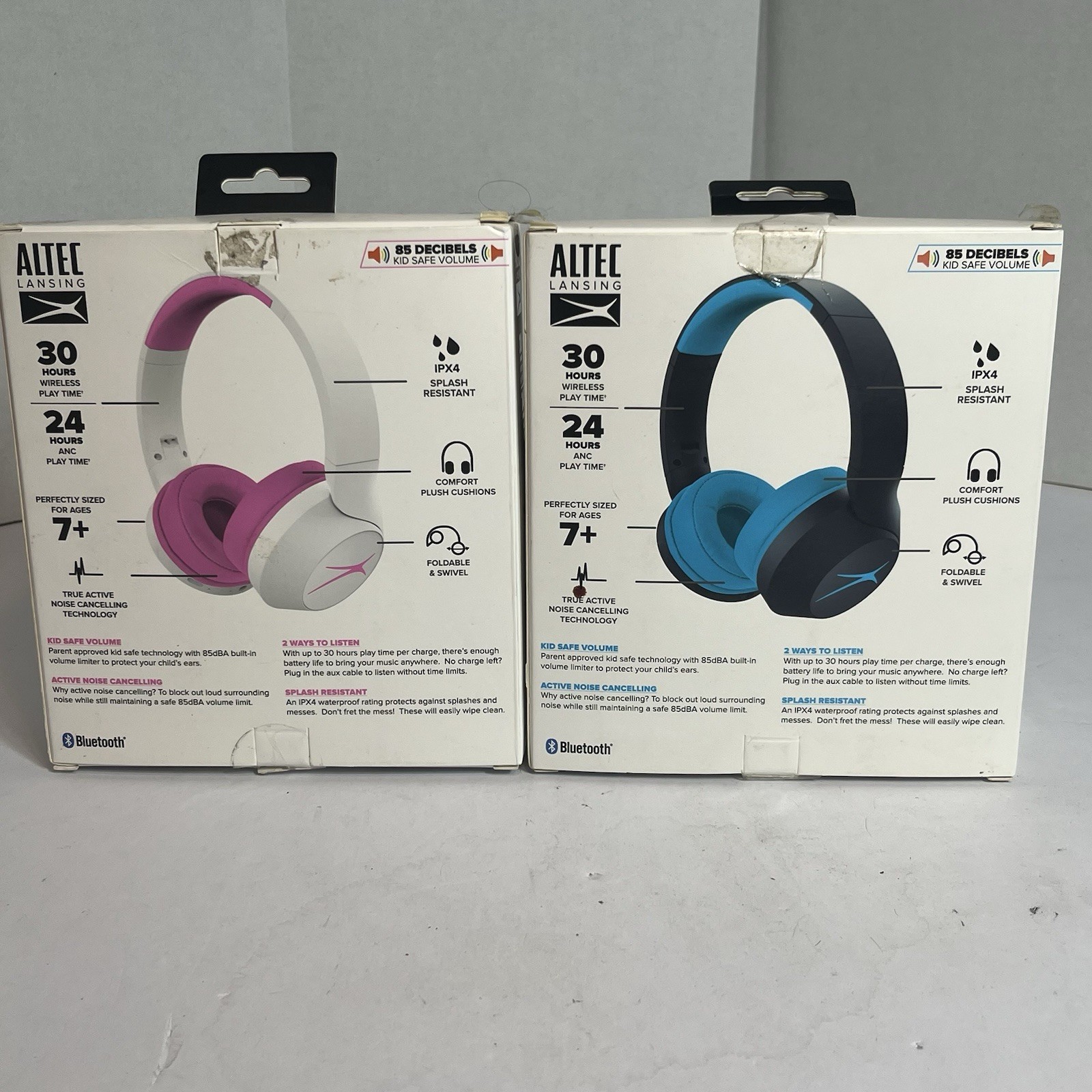 Altec Lansing MZX4500 Kid Safe ANC Bluetooth Headphones Pink, Blue 2 Pack