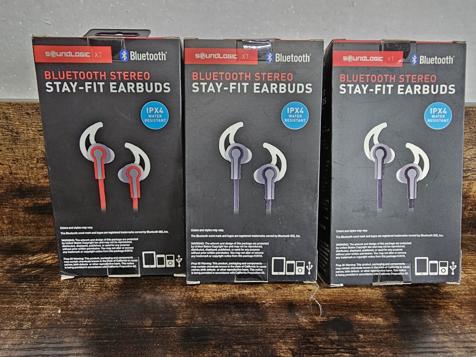 3 SOUNDLOGIC | XT Stay Fit Earbuds w Mic & Charge Cable | Bluetooth Stereo