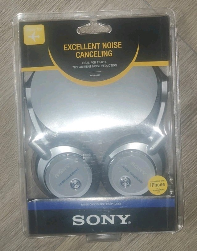 SONY MDR-NC6 NOISE CANCELLING PORTABLE AUDIO HEADPHONES SILVER 2007 NEW SEALED