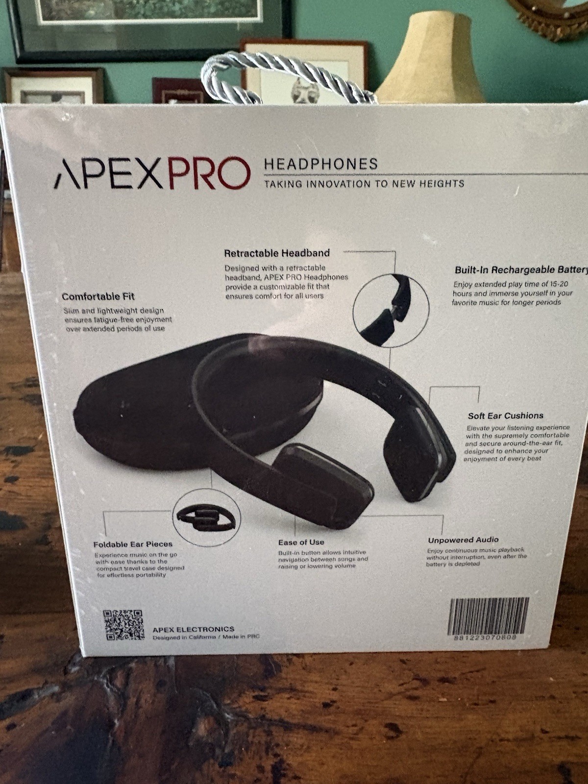 Apex Pro Headphones Wireless/Wired Foldable Adjustable Headband Mic Black