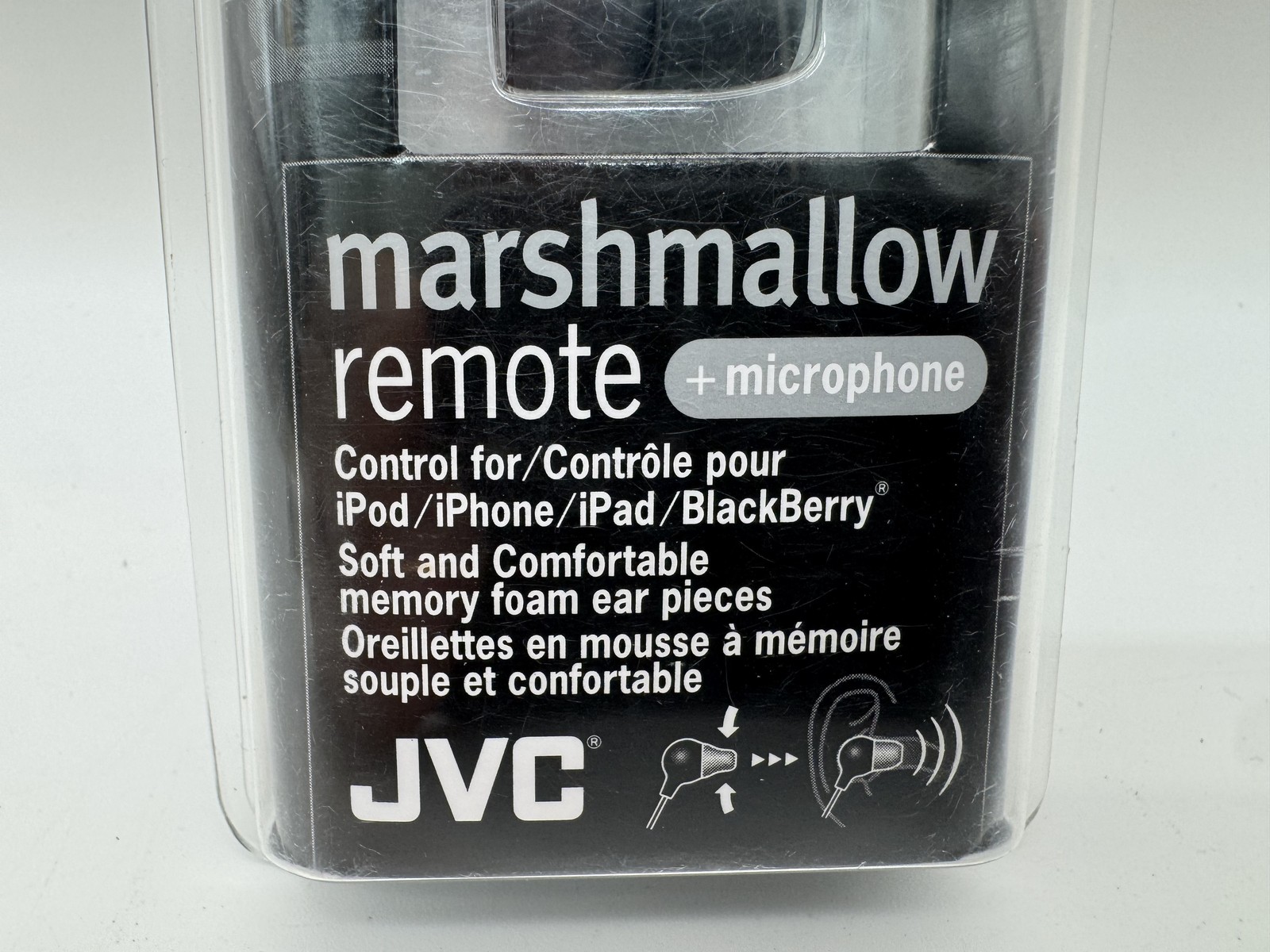 JVC Marshmallow Remote HA-FR36-B In-Ear Headphones with Mic for iPhone iPod iPad