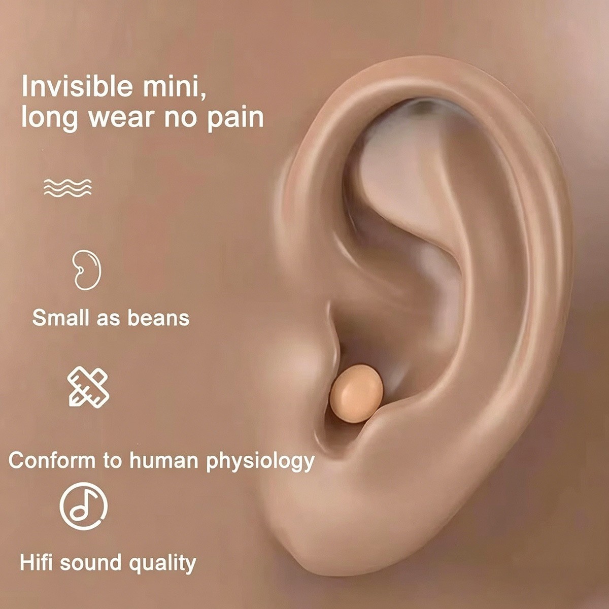 Mini Earbuds Bluetooth 5.2 Invisible Sleep Headphones Wireless Stereo Earphones