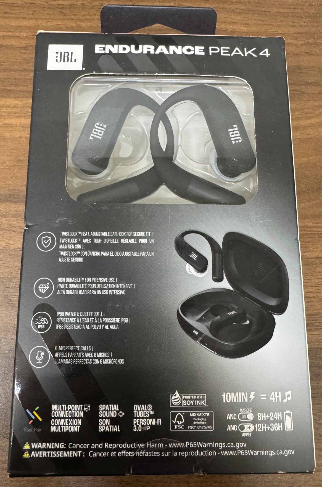 JBL Endurance Peak 4 True Wireless Bluetooth In-Ear Sport Headphones (Black) NEW