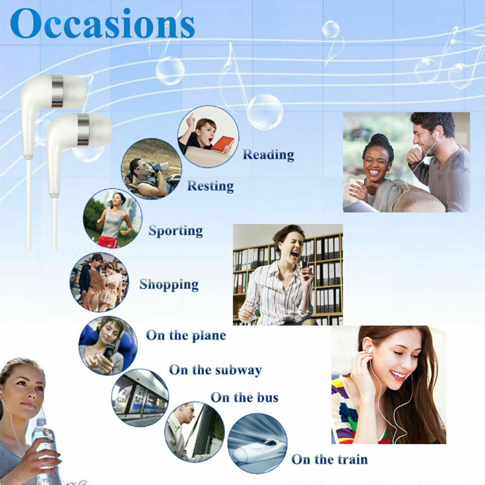 5PCS HIFI Bass Stereo Wired Earphone Headphone 3.5mm Jack Headset For Cell Phone