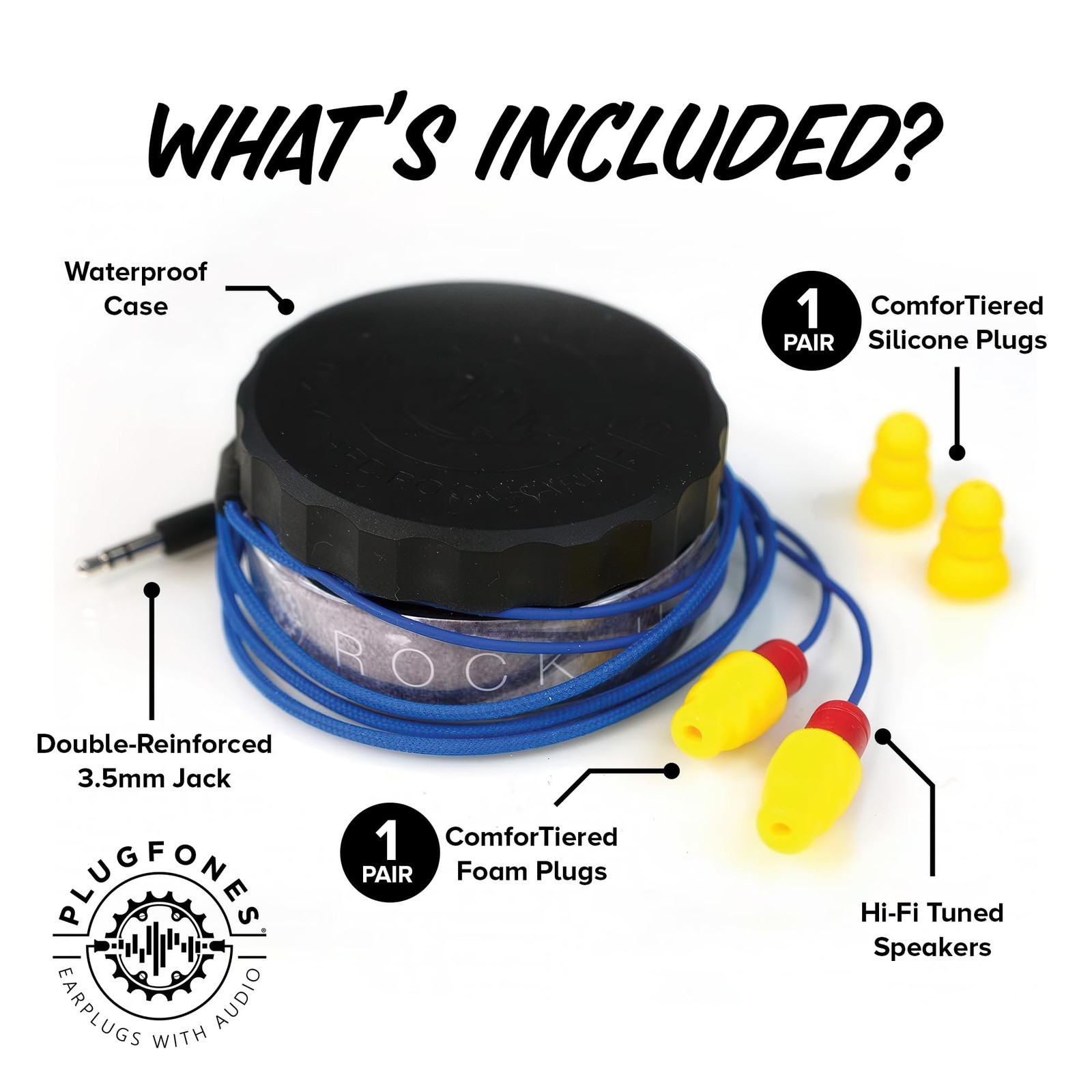 Plugfones Protector Yellow Red Earbuds