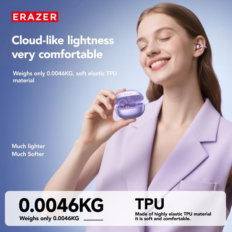1*ERAZER XF36 Clip-on Wireless Earbuds Bluetooth Headset AI Translator Headphone