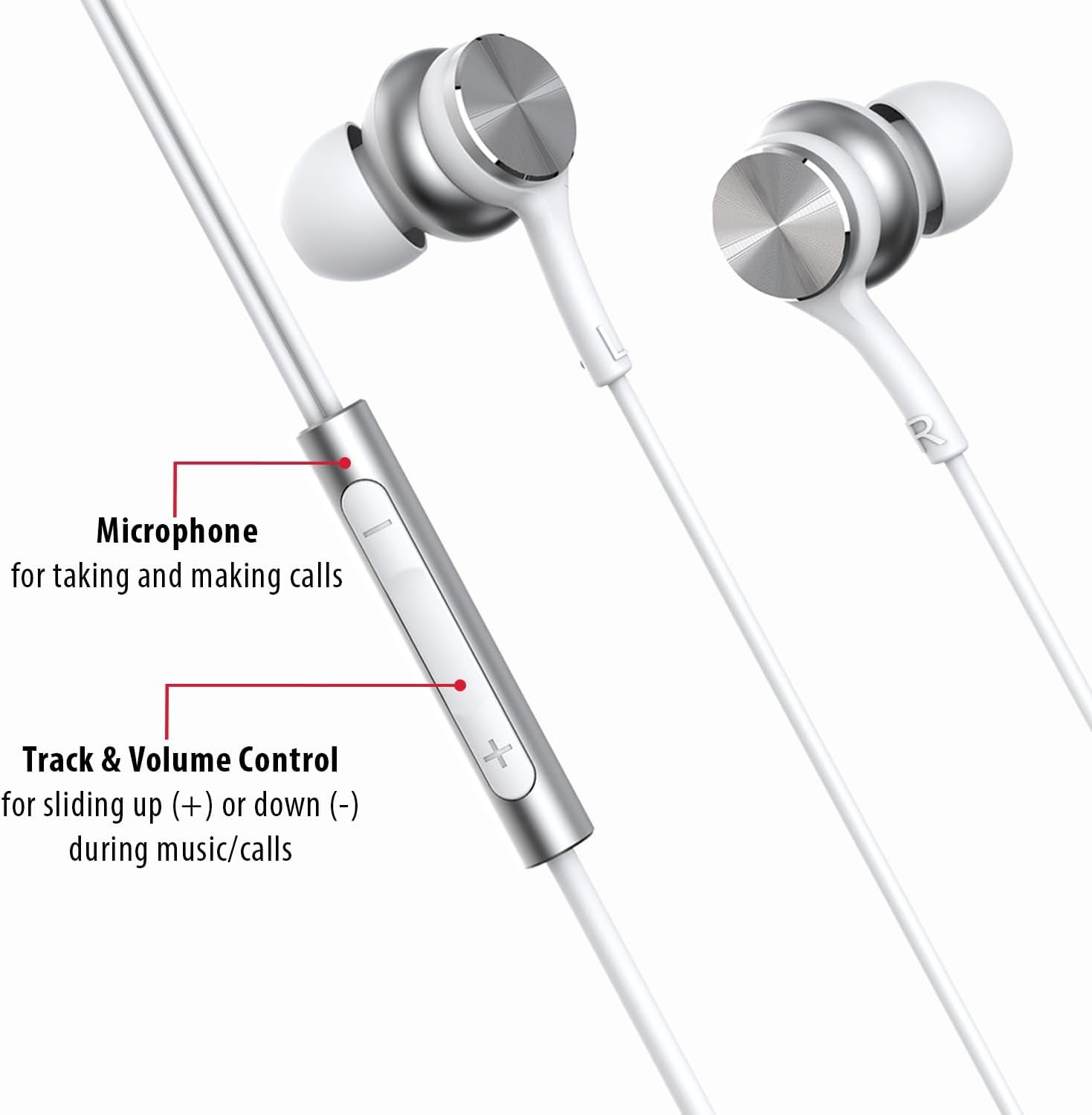 Maxell USB-C Wired Earbuds with USB-A Adapter, Built-in Microphone with Volume a